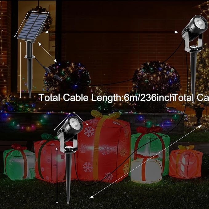 T-SUNUS Color Changing Solar Spot Lights, RGB LED Landscape Lights IP65 Waterproof for Outdoor, Garden, Pathway, Trees