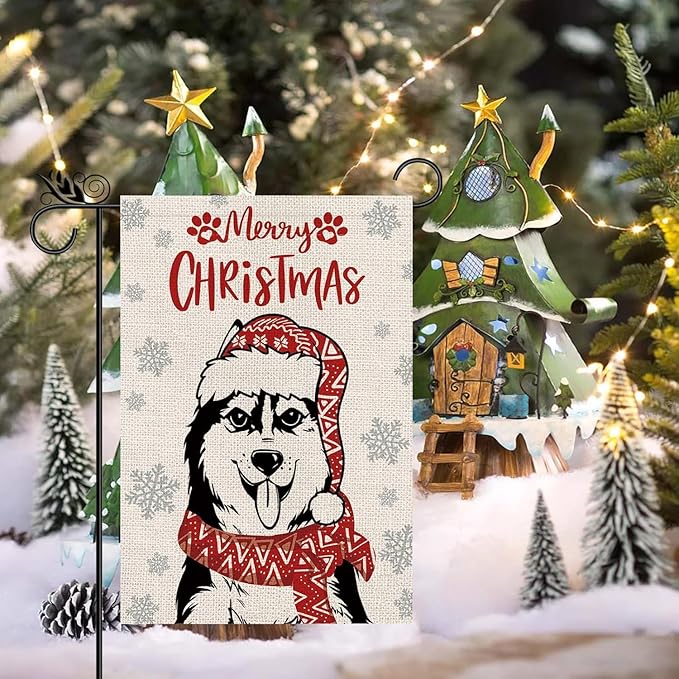 Seasonal Garden Flags Husky Double Sided Flags Set of 11 Holiday Farmhouse Indoor Outdoor Yard Lawn Christmas Gifts Decorations 12.5x18 Inch