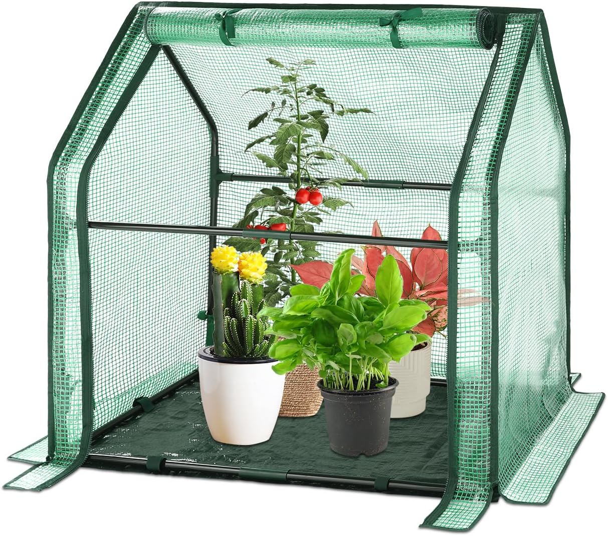 U'Artlines Portable Mini Greenhouse Small Green House with Waterproof Pad 36x18x33 Inch Plant Cover Tent for Garden Small Plants Indoor Outdoor, Green PE