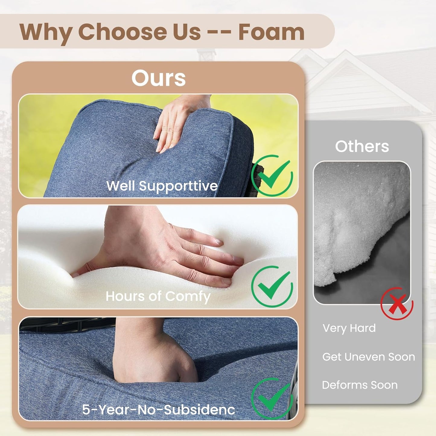 HOOOWOOO Patio Furniture Set,3 Pieces Outdoor Conversation Set,All Weather Wicker Bistro Set Yard Porch High Back Chairs Side Table,Denim Blue