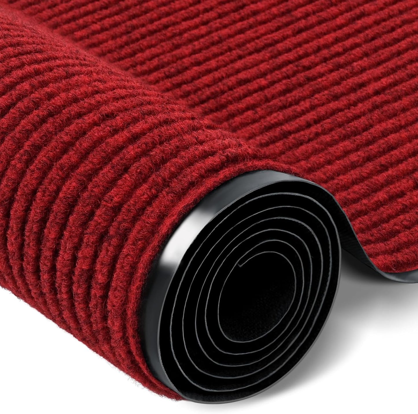 Rubber Door Mat About W3' ×L16' Heavy Duty Large Outdoor Indoor Mat Durable Entrance Doormat Waterproof Rubber Back Rugs for Home Entryway Patio Porch Office Business Areas (Wine Red)
