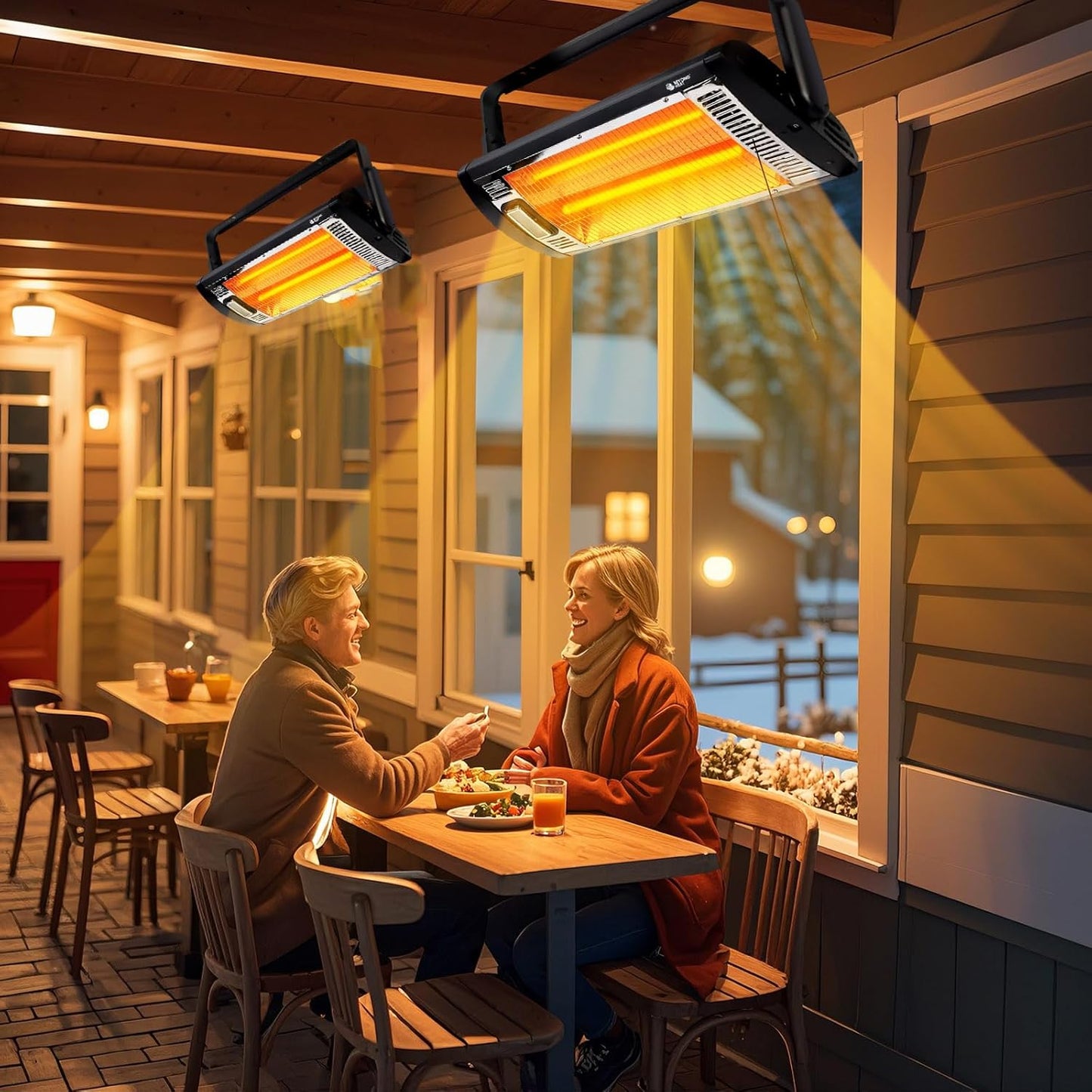 Electric Garage Heater 120V, 750/1500W Ceiling Mount Space Heater for Garage, Shop, Patio with 90° Adjustable Tilt, Dual Quartz Radiant, Safety Metal Grille and Overheat Protection, 2-Pack