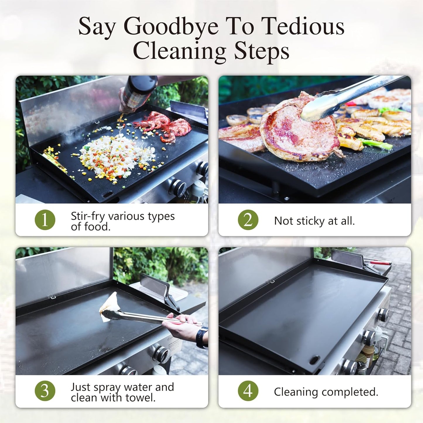 Sophia & William 27-Inch Flat Top Grill with Ceramic Coated Cast Iron Griddle, 3-Burner Propane Gas BBQ Griddle, Portable Outdoor Barbecue Grill,33,000 BTU,Black