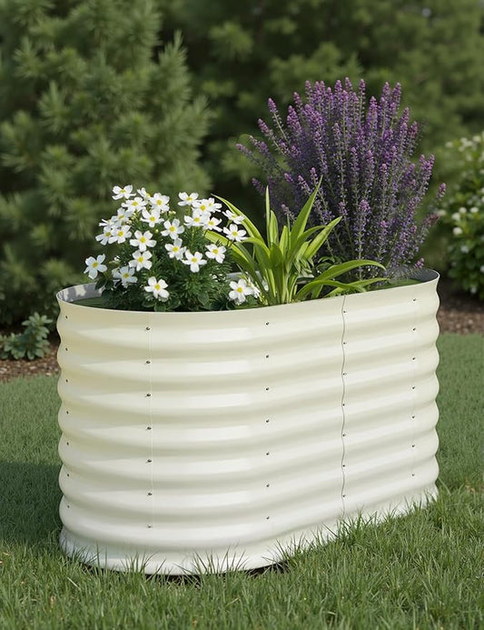 4x2x2 ft Raised Garden Bed,Galvanized Raised Planter Boxes Outdoor with Easy Assembly, Large Garden Bed for Vegetables, Fruits, Flower,Raised Garden Bed,Beige