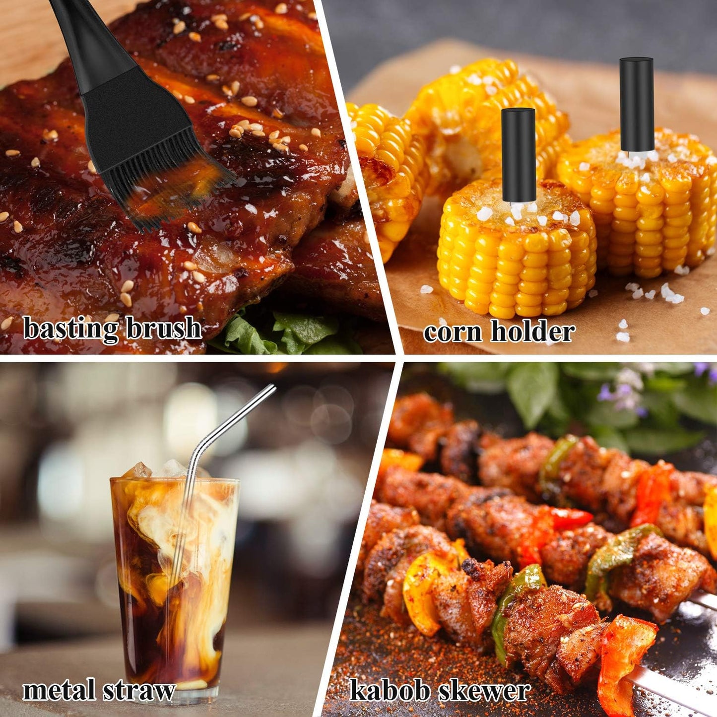 ROMANTICIST 25pcs Extra Thick BBQ Grill Accessories, Fathers Day Grilling Gifts Set for Men Dad, Heavy Duty Grill Tools Utensils Kit with Spatula, Tongs in Aluminum Case for Birthday Black