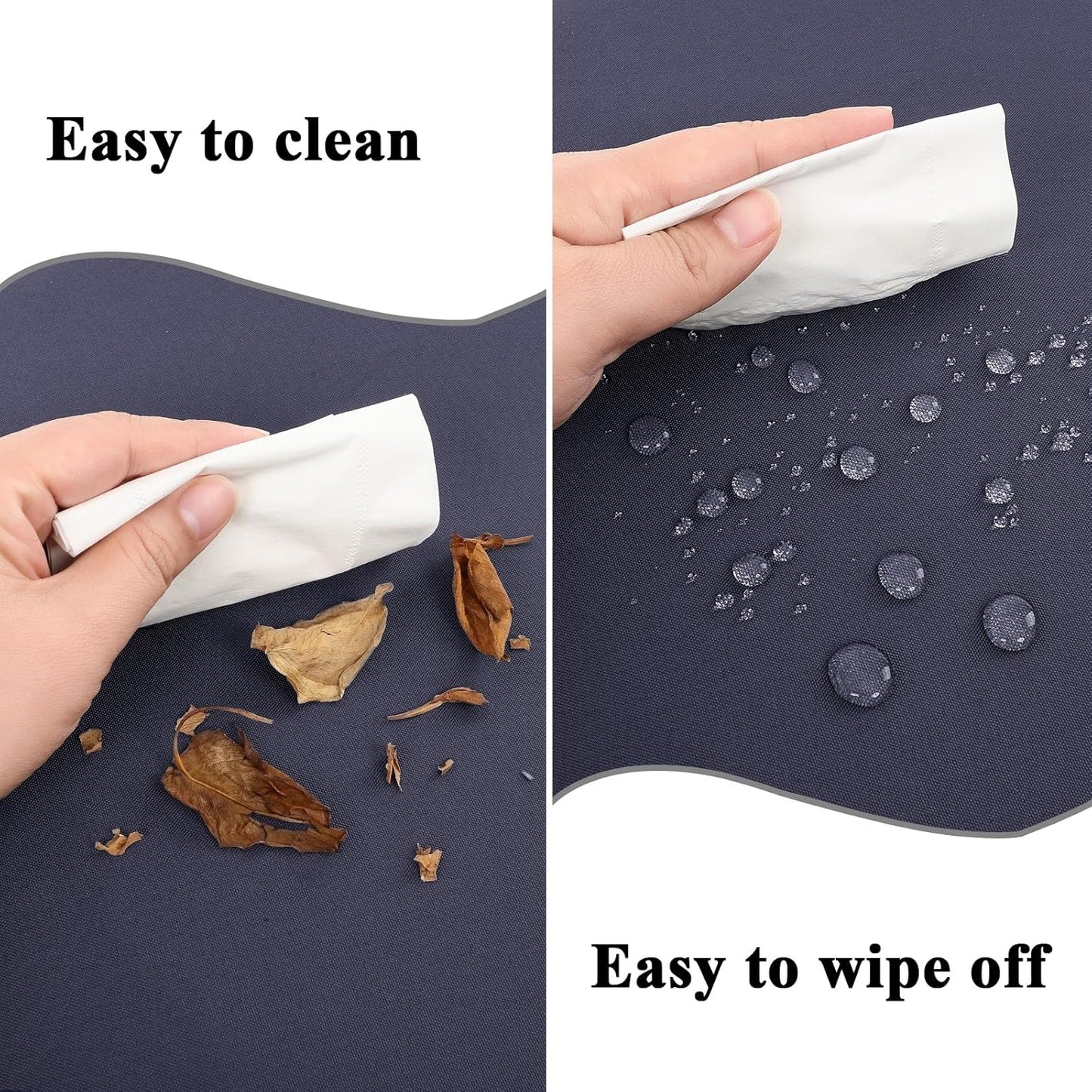 Outdoor Chair Cushions Set of 2, Waterproof Foam Patio Seat Cushions with Ties for Garden Sofa & Dining Furniture, 3-Year Color Fastness, 16x17x2 Inch, Grey