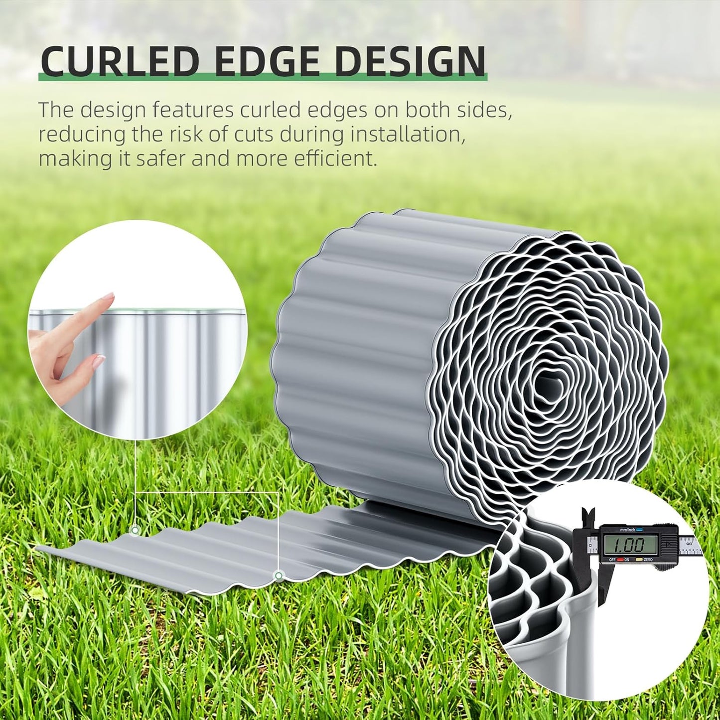 Corrugated Metal Garden Edging, 5''×25Ft Steel Landscape Edging Border, Flower Bed Edging Borders, Metal Lawn Edging for Landscaping, Garden, Pathway, Lawn, Flower Bed, Garden Bed (Silver)