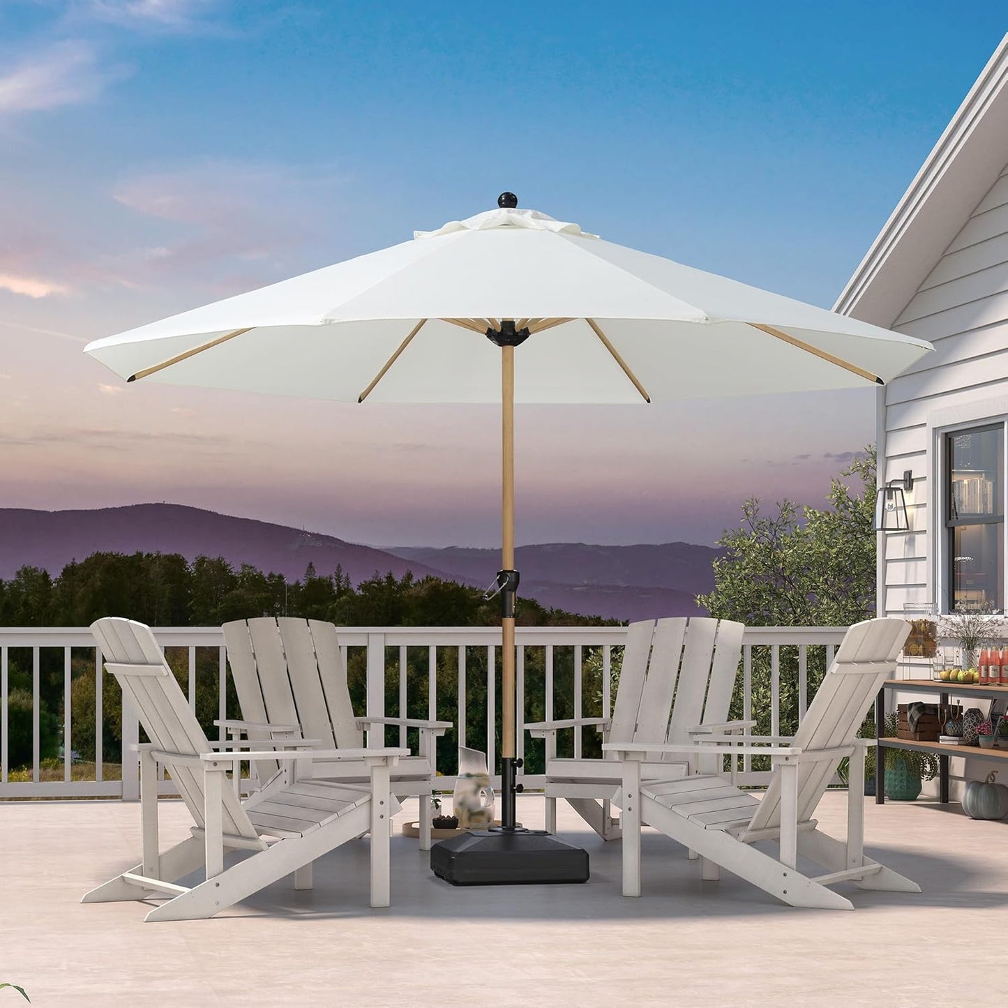 PURPLE LEAF 11 Feet Patio Umbrella Outdoor Table Umbrella Round Aluminum Market Umbrella with 8 Sturdy Ribs & Crank Commercial Outdoor Umbrellas for Garden Deck Patio, Cream