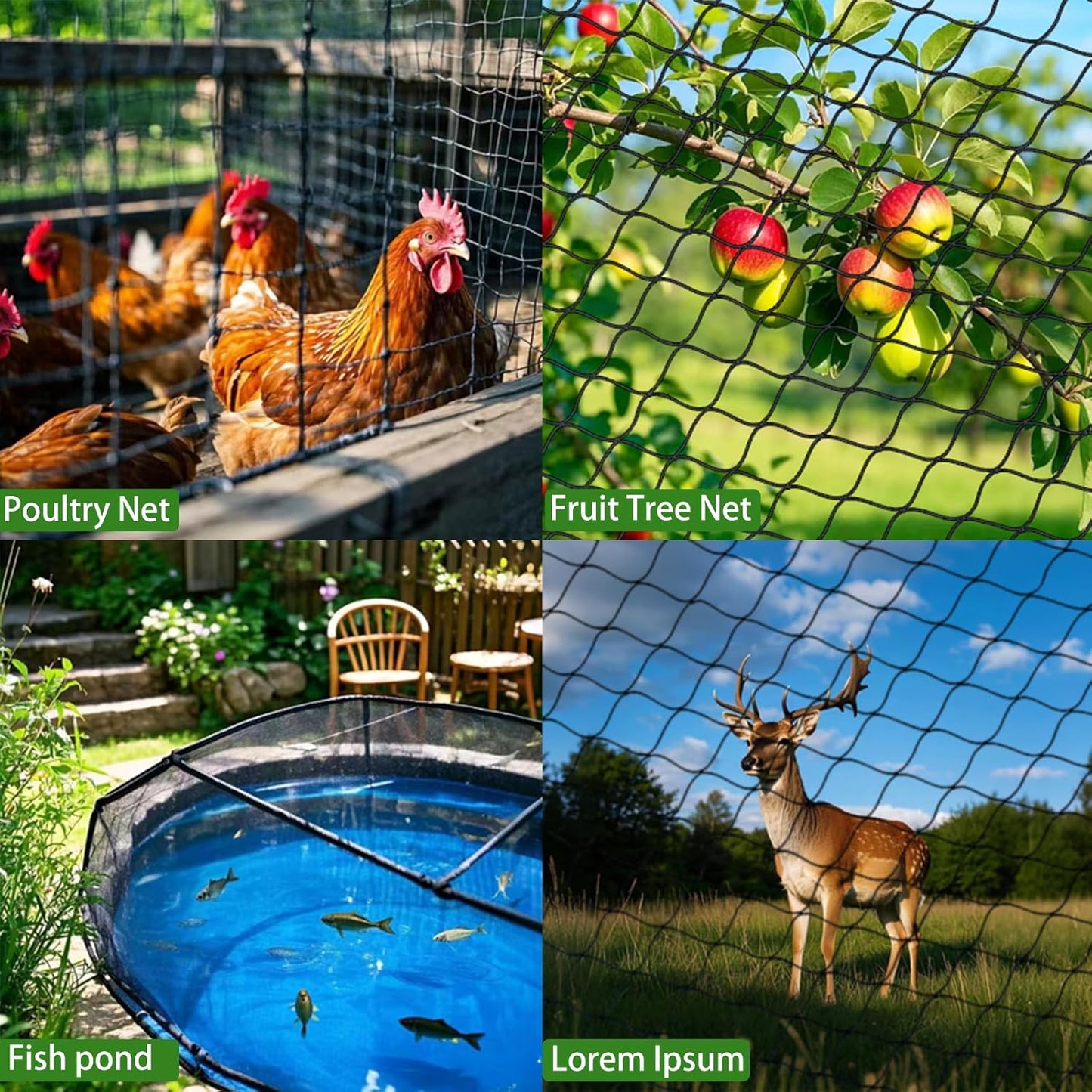 12 x 50 FT Bird Netting for Garden, 1" Square Mesh Size Heavy Duty Nylon Chicken Coop Netting for Blueberry Bushes, Fruit Trees and Vegetable Against Birds, Deer, Squirrels (12X50FT)
