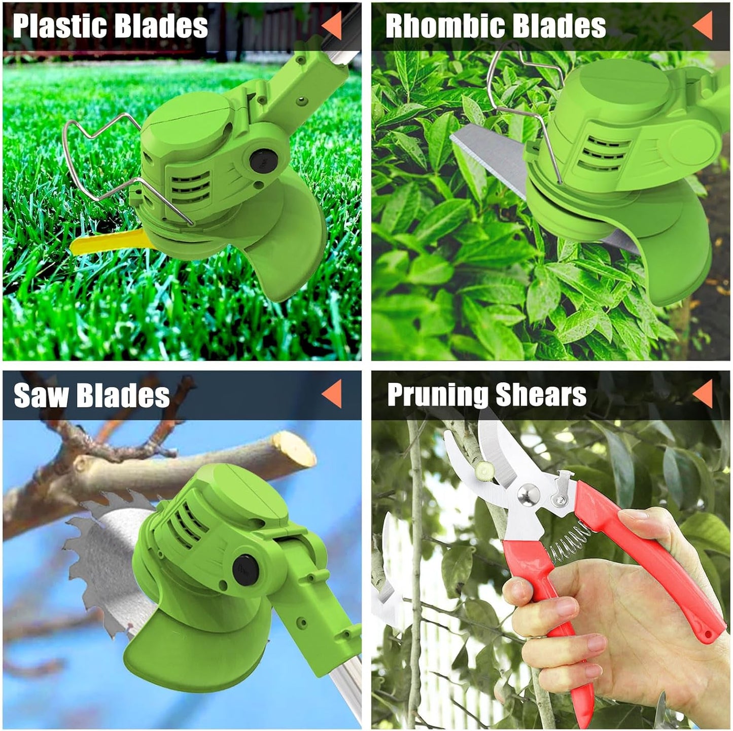 Electric Weed Wacker Eater Battery Powered, Cordless 21V Weed Trimmer with 2 Battery Operated & Charger & Wheels & Shears, 3 in 1 Lightweight Grass Trimmer/Edger/Brush Cutter for Garden Yard Lawn