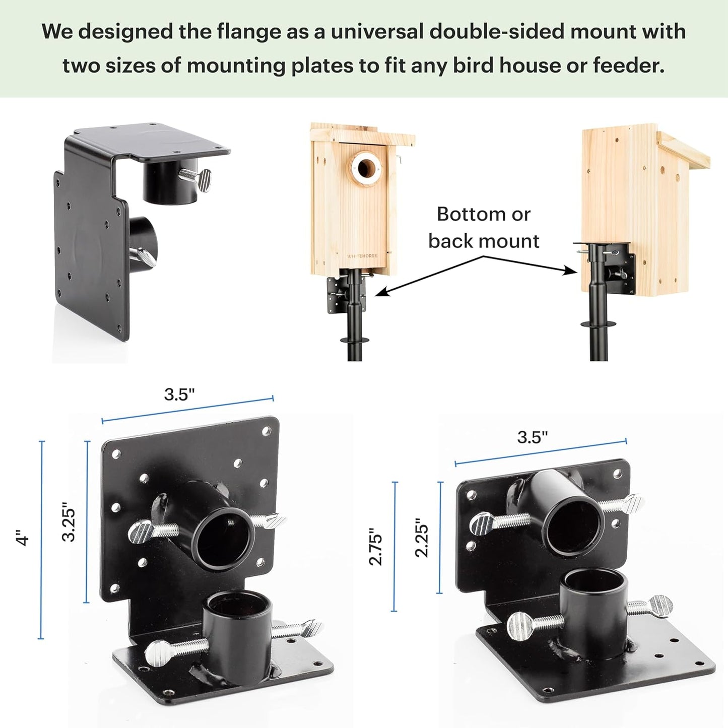 WHITEHORSE Bird House Pole with Baffle- A Professional Squirrel Proof Bird Feeder Pole - Very Sturdy Against Strong Winds - Bird House Poles for Outdoors - Pole for Bird Feeders - Bluebird House Pole