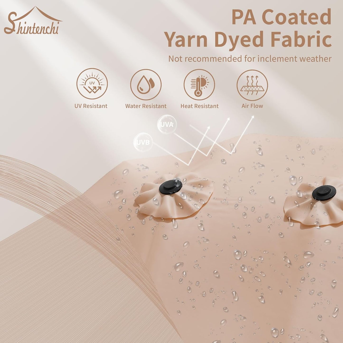 Shintenchi 16FT Large Patio Umbrella with Base, Outdoor Double-Sided Rectangular Umbrella, Market Umbrella with Crank Handle for Poolside Lawn Garden, Khaki