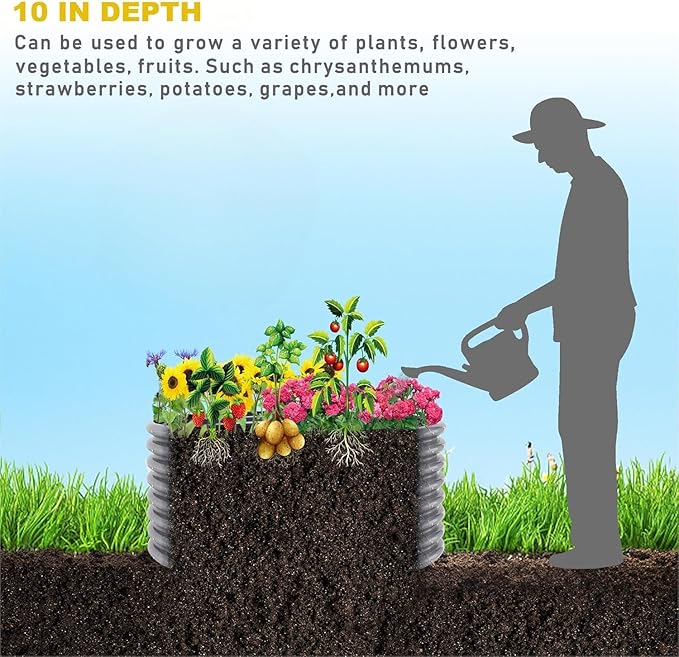 4 Pack 3x3FT Round Galvanized Raised Garden Bed Outdoor,Metal Garden Bed for Vegetables,Steel Raised Beds for Gardening,Above Ground Garden Box for Flower-R37