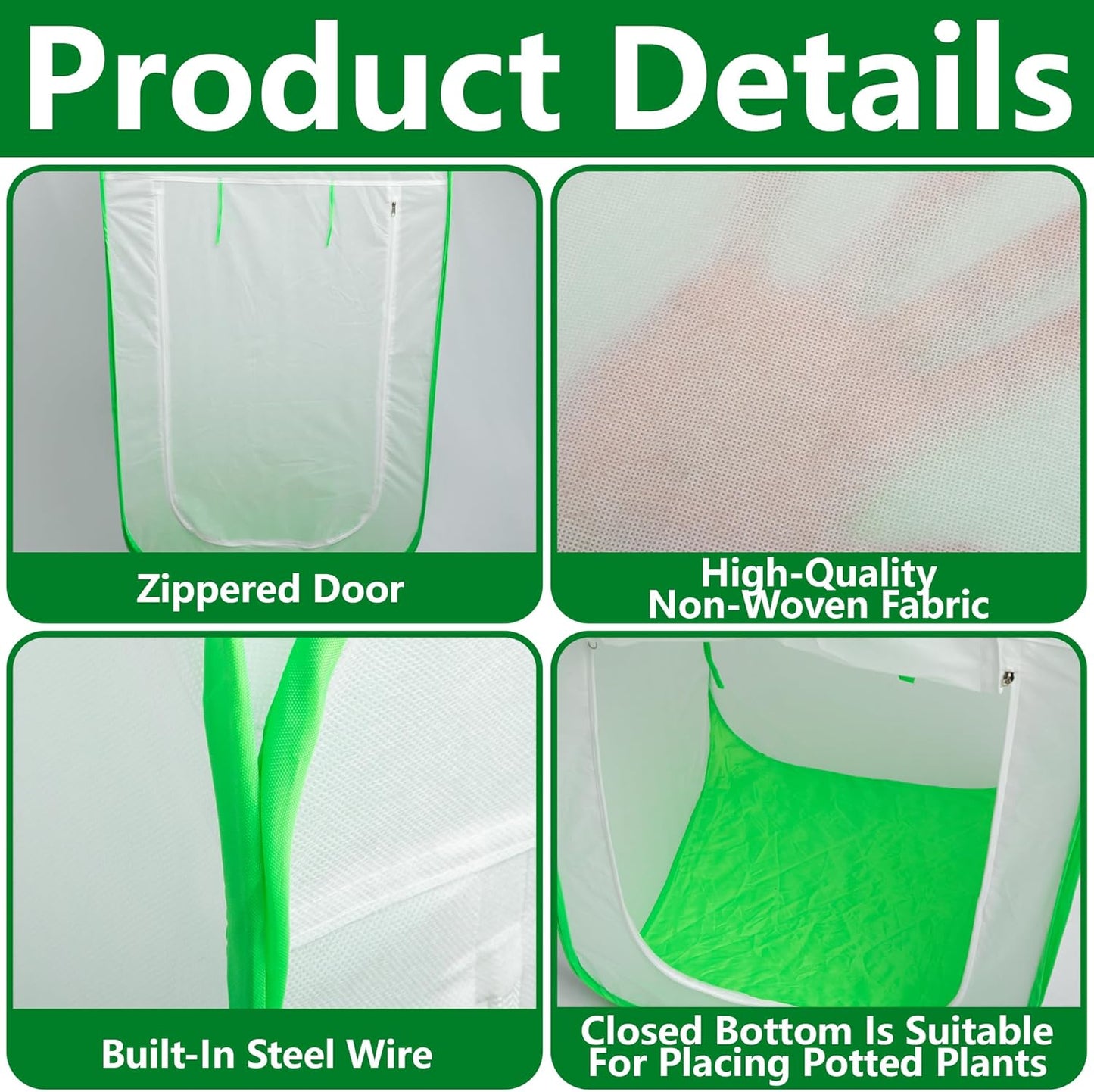 28 x 28 x 48 Inch Pop Up Winter Frost Plant Cover, Gardening Plants Freeze Protection Tent, Warm Plant Protector Enclosure for Snow Frost Protection Indoor & Outdoor