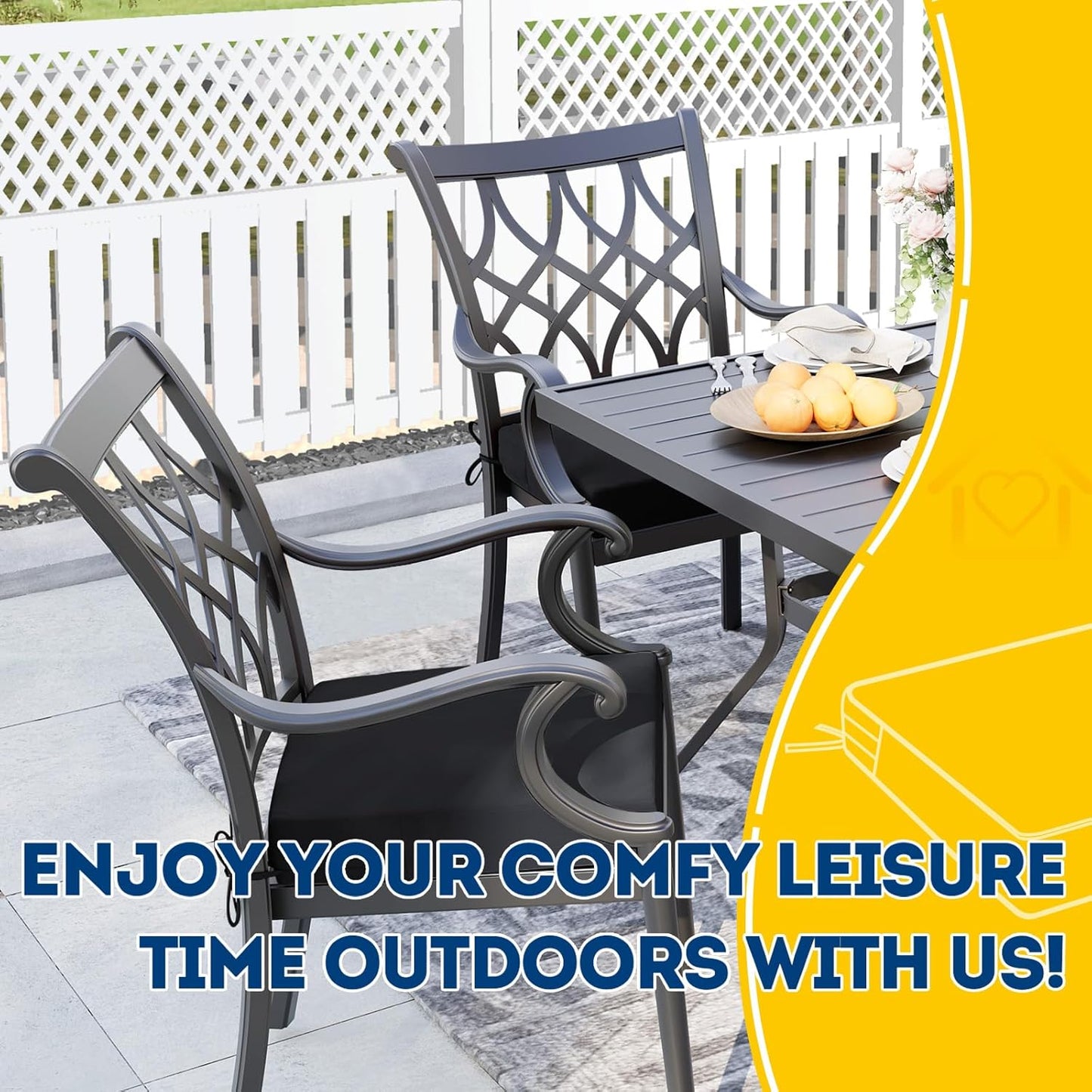 AAAAAcessories Outdoor Seat Cushions for Chairs, Waterproof, Fade-Resistant Patio Furniture Replacement Cushions, 18.5" x 16" x 3", Set of 4, Black