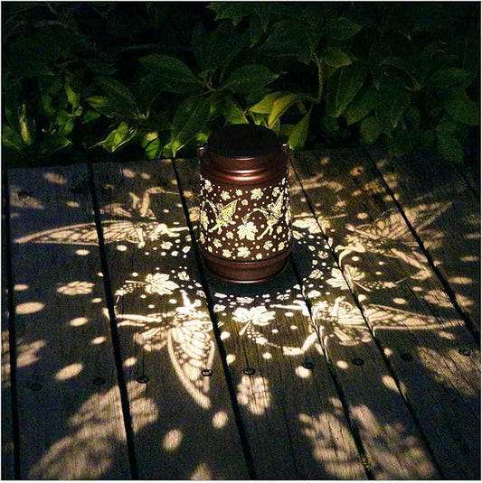 Solar Fairy Lanterns Outdoor Hanging Maple Leaf Decor Lantern,Waterproof Hollow Out Metal Decorative Garden Light,Graceful Decoration for Patio,Yard,Landscape,Walkway,Festival