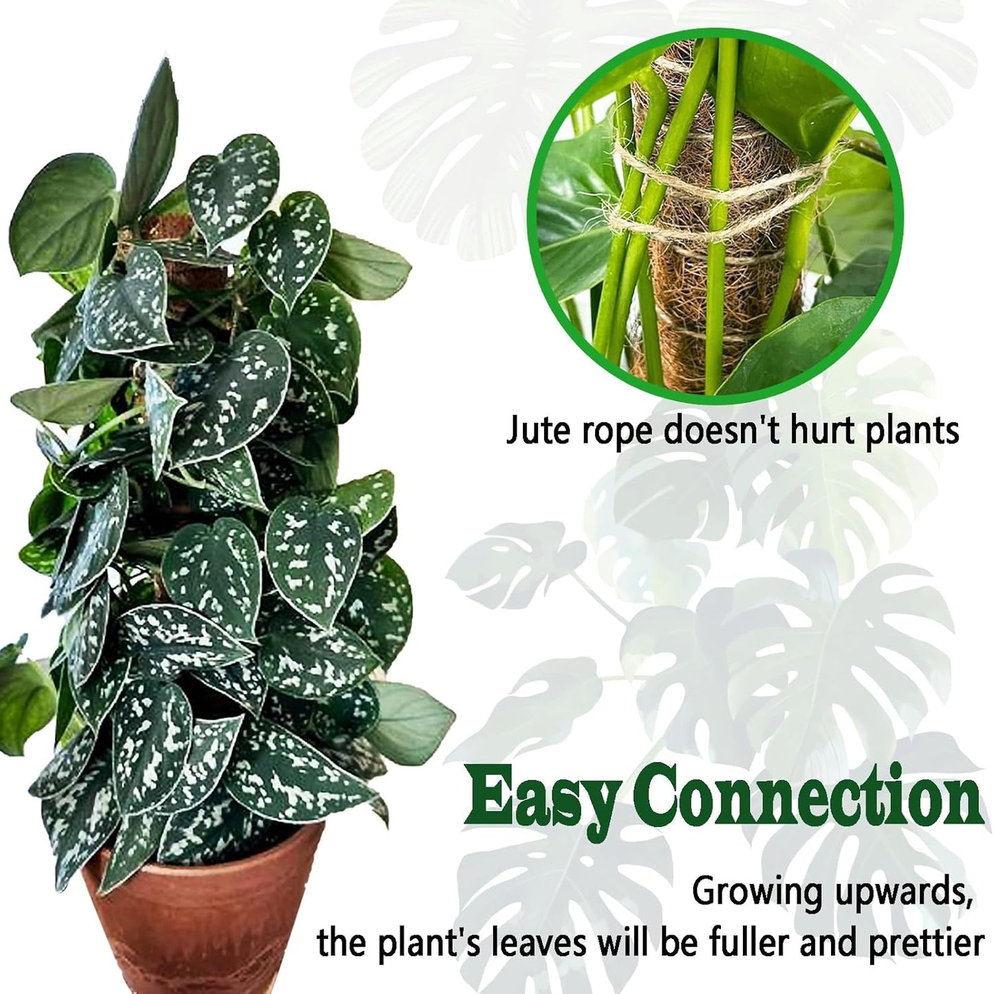 4 Pack 18 Inch Moss Pole, Stackable Moss Poles for Climbing Plants Monstera, Tall Plant Sticks Accessories, Large Coir Plant Support Stakes for Potted Plants Indoor, Pothos, Philodendron