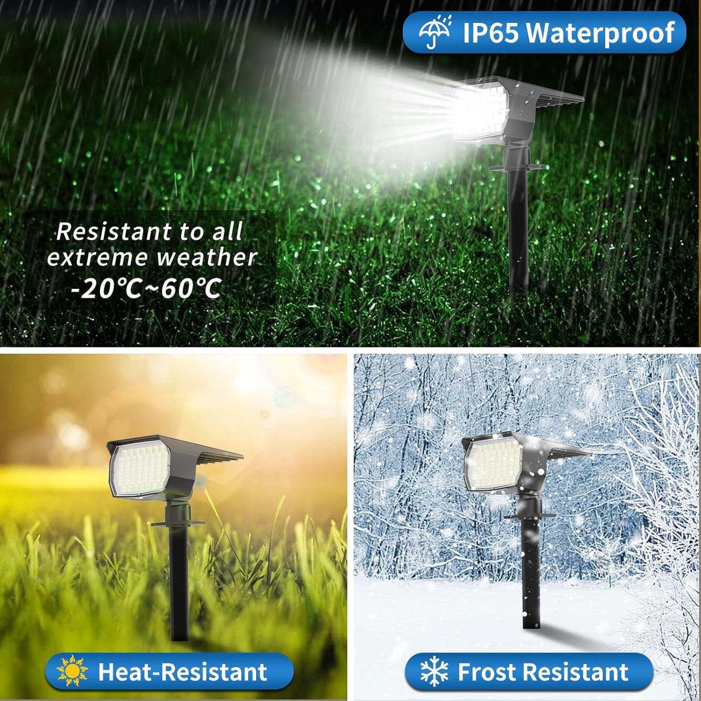 Solar Spot Lights Outdoor Waterproof IP65, 12 Pack Landscape Spotlights with 46 LEDs, 3 Modes Auto On/Off Solar Powered Flood Lights for Outside Pathway, Yard, Garden, Walkway (Cool White)
