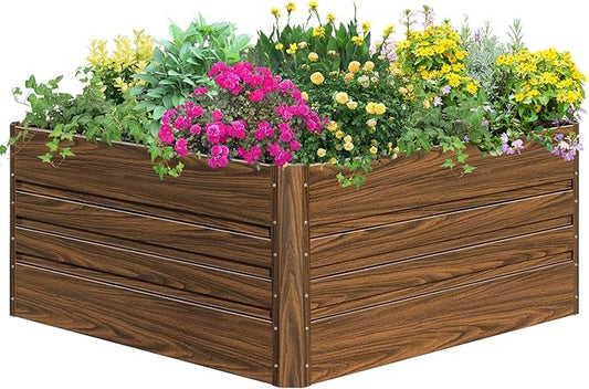 SnugNiture Galvanized Raised Garden Bed 4x4x2FT Outdoor Large Metal Planter Box Steel Kit for Planting Vegetables, Flowers