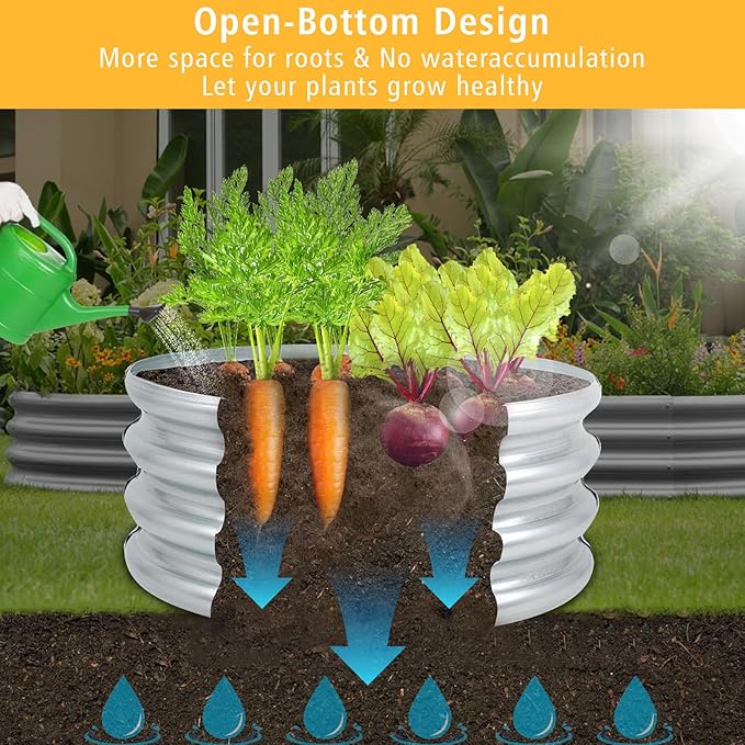 Outdoor Metal Galvanized Raised Planter Box,Rectangular Large Garden Bed Kit for Vegetables, Fruits, Flowers and Herbs 4X2X1 FT (4X4X1)