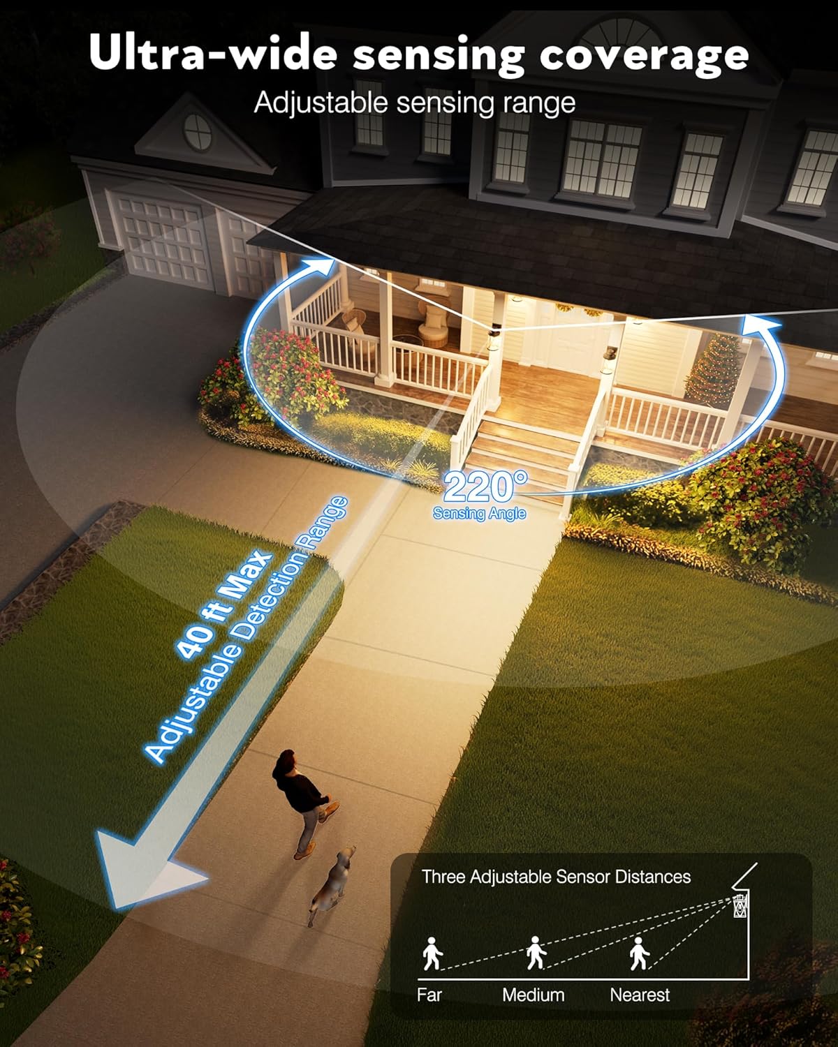 VIANIS Motion Sensor Outdoor Wall Lights Sconce, 2 Pack Dusk to Dawn Outdoor Light Fixture, Gold Waterproof Outdoor Motion Sensor Light for House, Doorway, Entryway, Garden,Hardwired, Non-Solar