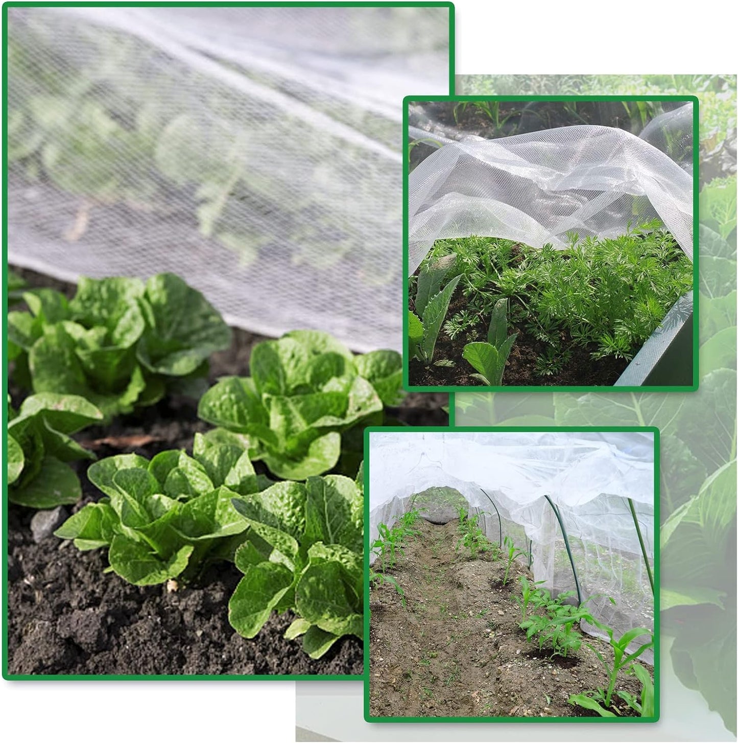 SnugNiture 3 Pack Garden Netting 8x25FT Ultra Fine Mesh Mosquito Netting Plant Covers, White Bird Netting Barrier Greenhouse Row Cover Protect Fruits Flower Vegetables from Birds Deer & Squirrels
