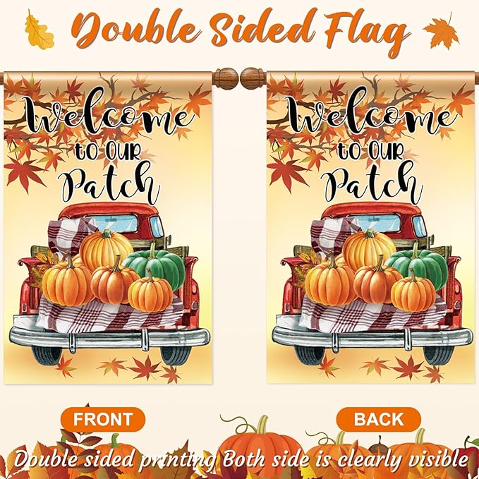 Mixweer 12 Pack 28 x 40" Large Seasonal Garden Flags for Outside Seasonal Lawn Yard Outdoor Flags Set Polyester Double Sided for Holiday Christmas Festive Decorations
