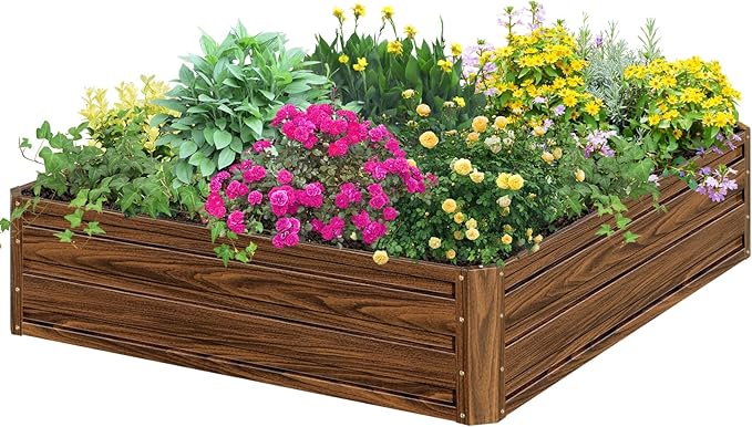 SnugNiture Galvanized Raised Garden Bed 4x4x1FT Outdoor Large Metal Planter Box Steel Kit for Planting Vegetables, Flowers
