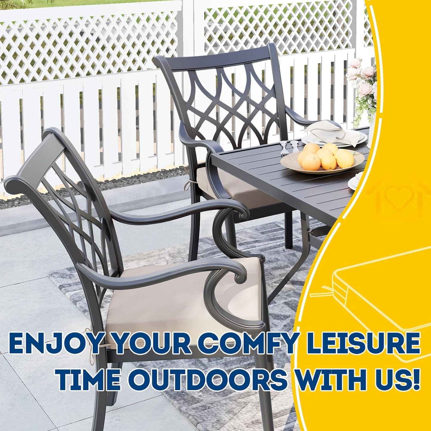 AAAAAcessories Outdoor Seat Cushions for Chairs, Waterproof, Fade-Resistant Patio Furniture Replacement Cushions, 18.5" x 16" x 3", Set of 4, Khaki Beige