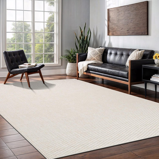 Easy Jute Rug 6x9 Indoor Outdoor Natural Rugs Solid Fiber Rug Woven Area Rug Boho Easy Clean Inside Carpet for Living Room Bedroom Dining Room Hallway or Outdoor Patio Porch (6 X 9 Bone)