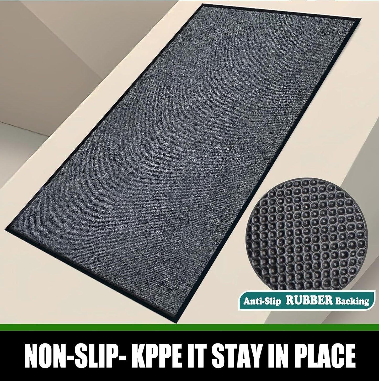 Heavy Duty Doormat, 3'x10' Indoor Outdoor Entry Rug, Commercial Entrance Mat with Rubber Border, Durable Welcome Mat, Rubber Backing Non Slip Doormat for Entryway, Large Garage Floor Mat