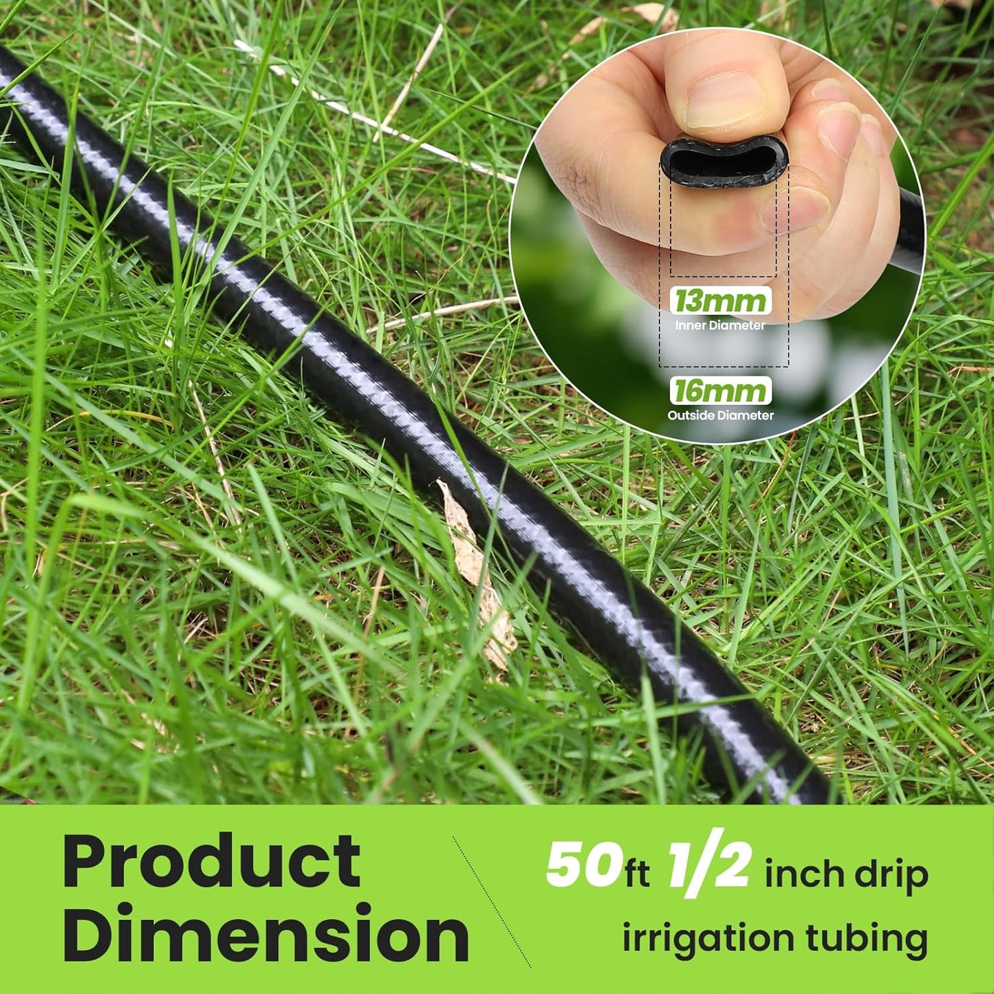 Bonviee 1/2" Irrigation Tubing with 4 Packs 6-Way Connectors - 50FT Drip Irrigation Tubing Ideal for Garden Irrigation System or as Blank Distribution Hose for Any Project