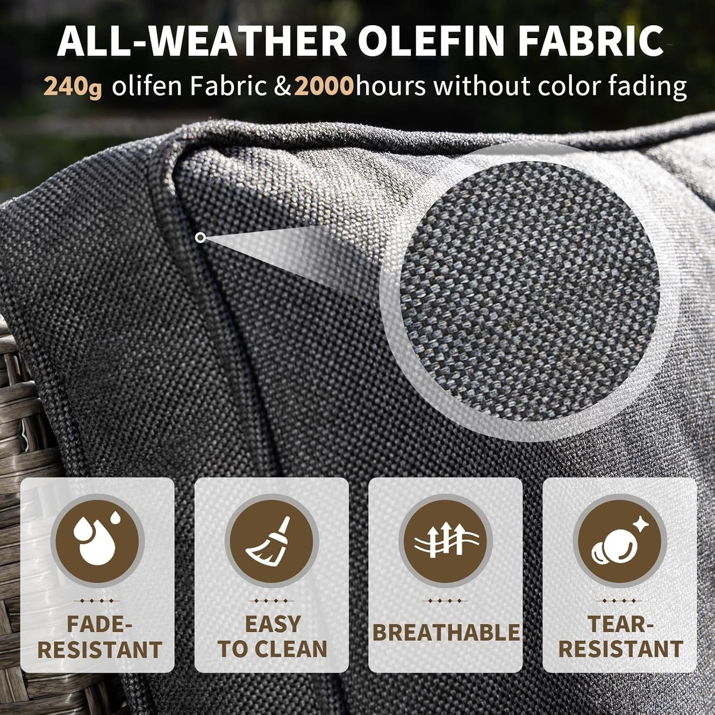 9-Piece Outdoor Patio Furniture Set, Half-Moon Curved Sectional Set with Wood Armrests, Patio Conversation Set, Tempered Glass Coffee & Side Tables (Grey)