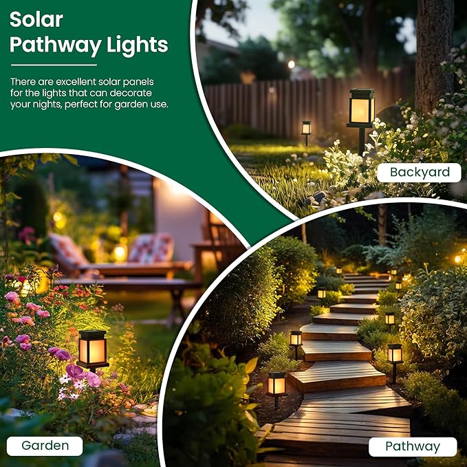 GIGALUMI Solar Lanterns Outdoor Waterproof, 8 Pack Hanging Solar Lanterns for Outside, Flame Effect Outdoor Lights for Pathway, Garden, Patio, Lawn, Porch, Gazebo, Tent, Tree, Yard(Flickering Lights)