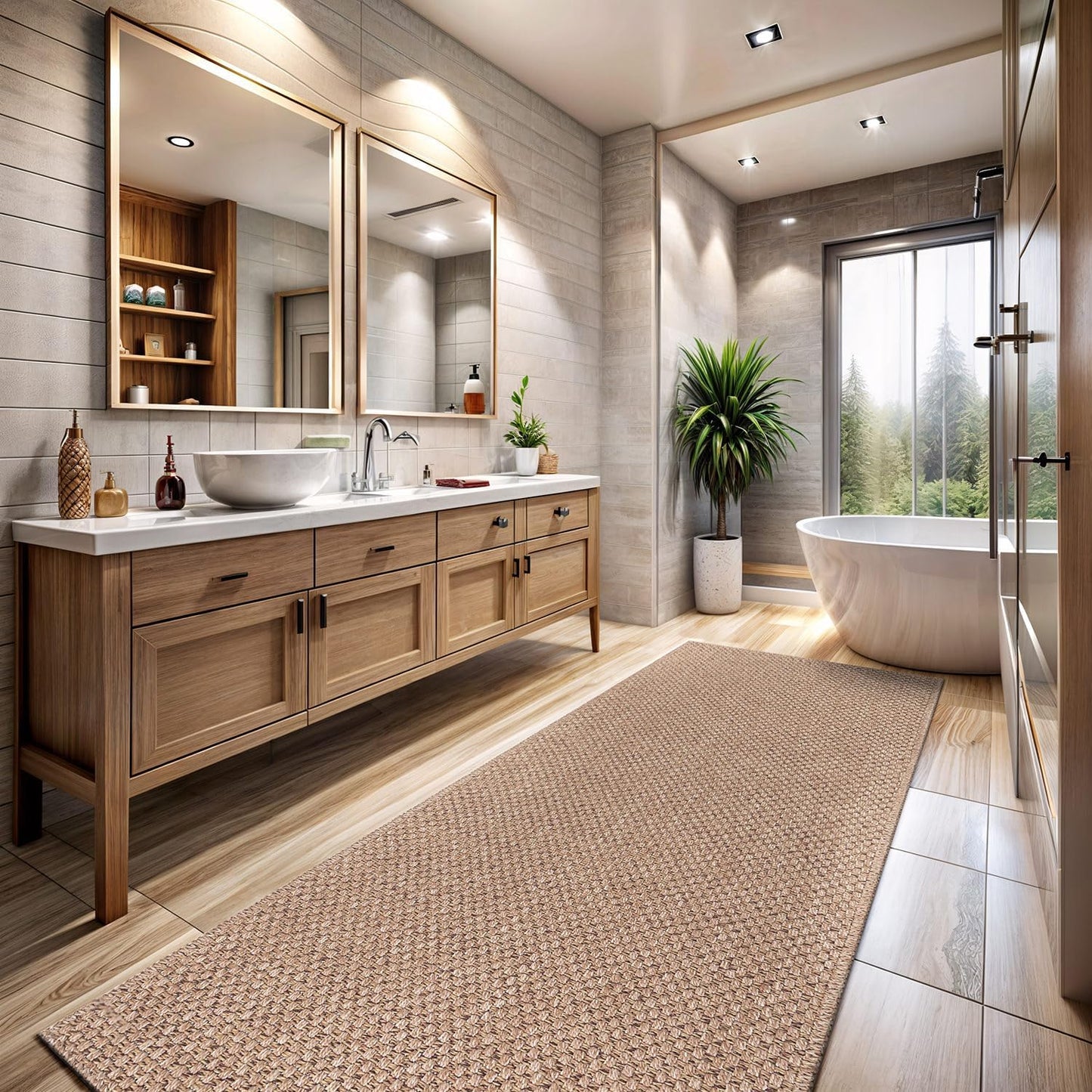 CAMILSON Easy Jute Rug 2x3, Indoor Outdoor Natural Color Farmhouse Area Rugs for Living Room and Kitchen Rug, Solid Boho Woven Design, Easy-Cleaning, Washable Outside Carpet Alfombras (2 x 3)