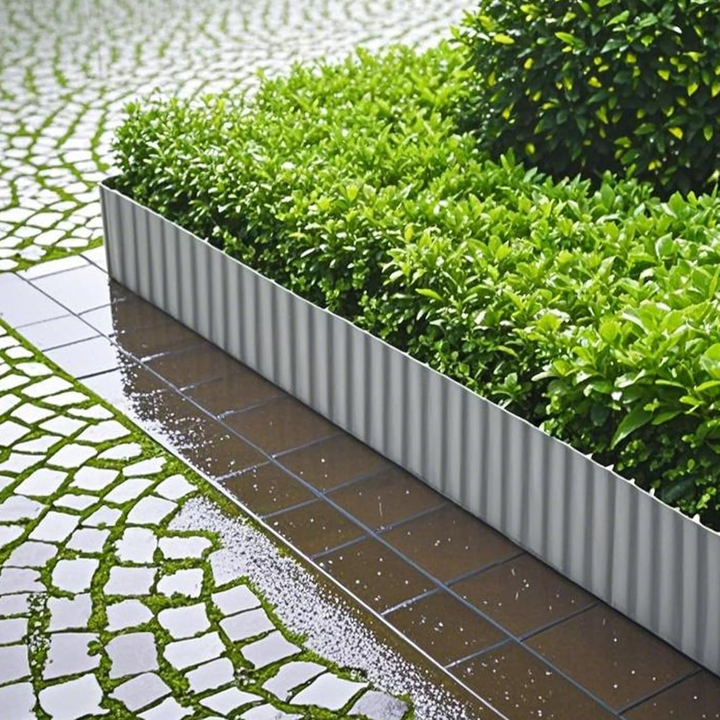 Worth Garden Wide-Corrugated Galvanized Steel Landscape Lawn Edging - 8" x 20' Flexible Sturdy Garden Long Strips of Metal Edging for Raised Flower Bed Tree Surrounds