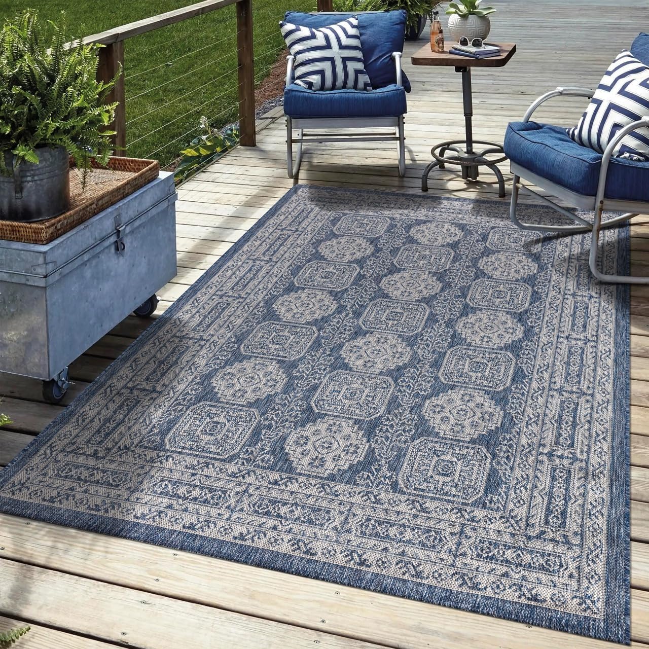 Keen Home Design Terrace Outdoor Area Rug - 6x9 Washable Indoor/Outdoor Rug for Patio, Kitchen, Balcony, Beach, Garden, Deck and Porch, Size: 6'x8'10"