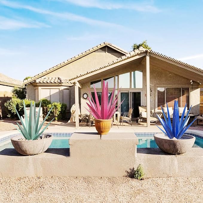 Large Tequila Rustic Sculpture, Rustic Metal Agave Plants for Outdoor Patio Yard, Home Decor Metal Agave Garden Yard Statue