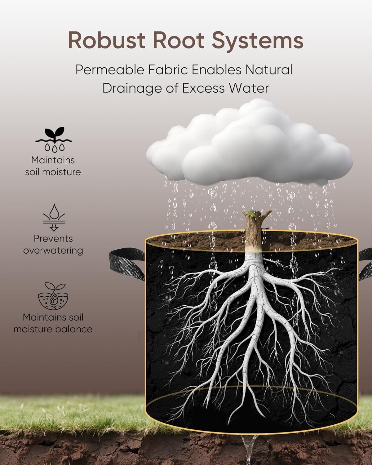 The Growing 5 Pack 3 Gallon Fabric Grow Bags，Thickened Aeration Nonwoven Fabric Plant Pots with Durable Handles,Heavy Duty 300G Planter Pot for Tomato, Fruits, Vegetables and Flowers, Black