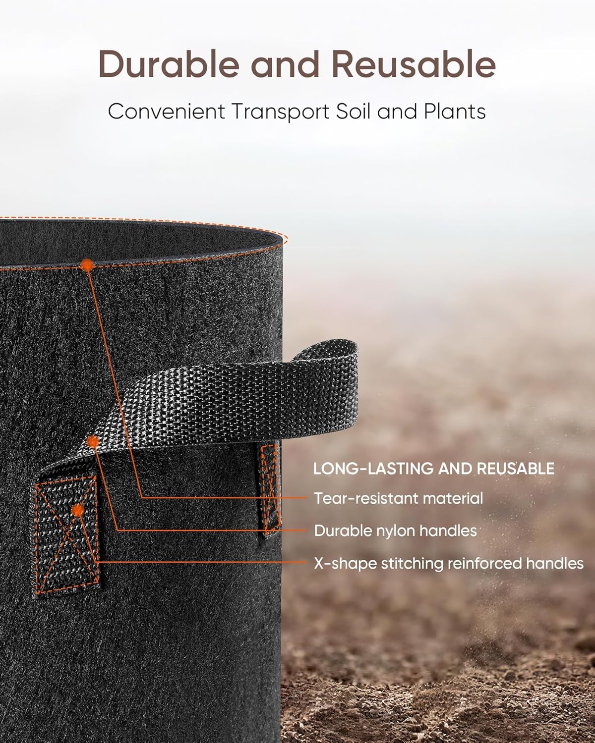 The Growing 5 Pack 30 Gallon Fabric Grow Bags，Thickened Aeration Nonwoven Fabric Plant Pots with Durable Handles,Heavy Duty 300G Planter Pot for Tomato, Fruits, Vegetables and Flowers, Black