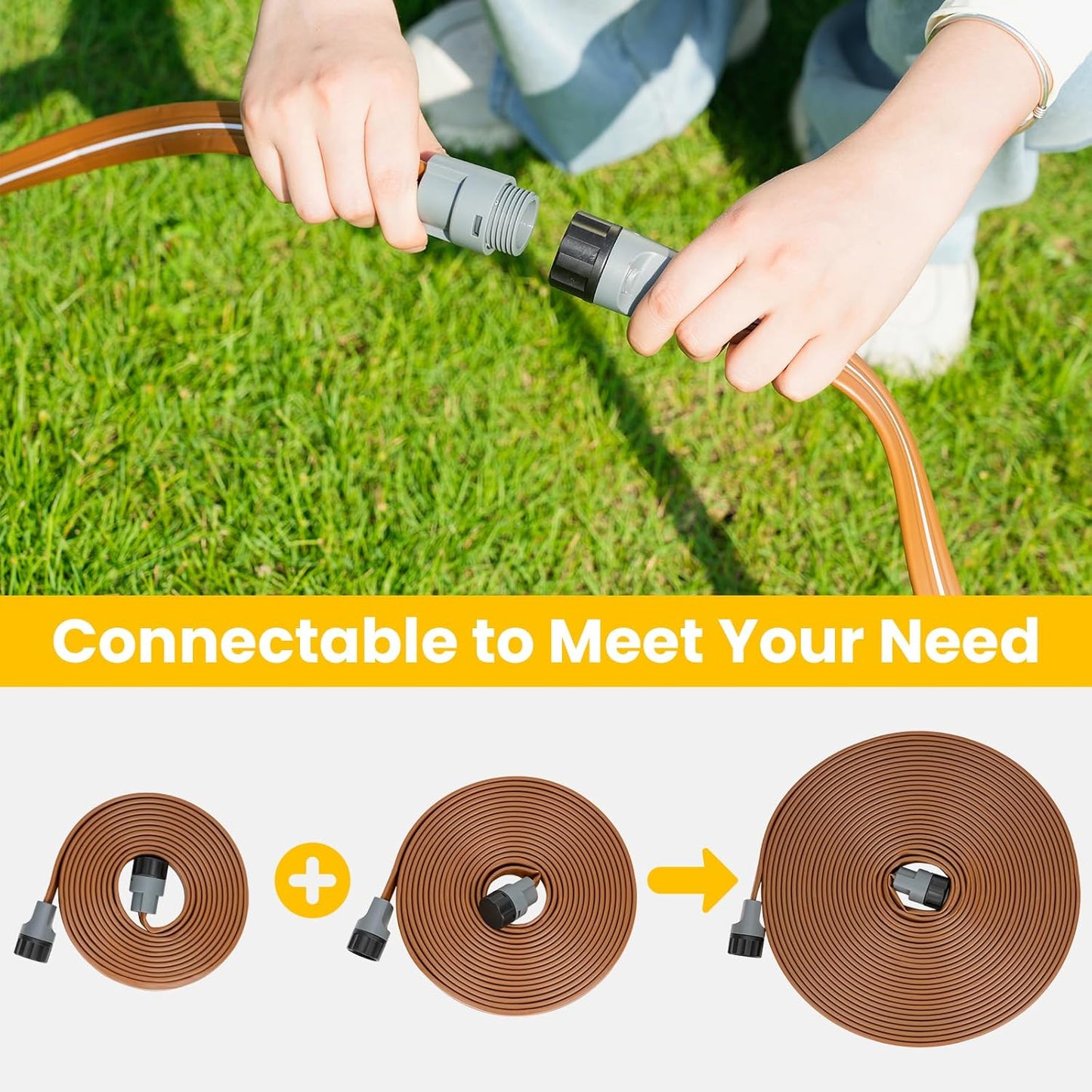 LINEX Sprinkler Soaker Hose 75 ft for Garden, Watering Hose with Holes, High-Efficiency Sprinklers System for Lawn and Garden with Staples