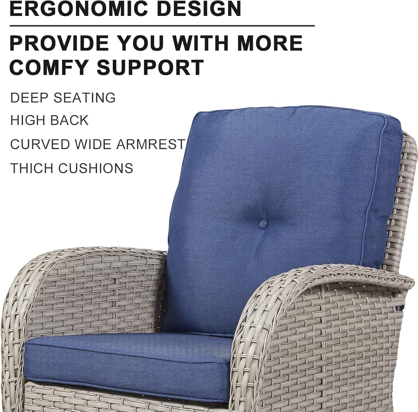 HUMMUH 4-Piece Patio Furniture Wicker Outdoor Conversation Set,All-Weather Rattan Outdoor Bistro Set with Loveseat Chairs Coffee Table for Backyard,Poolside,Deck