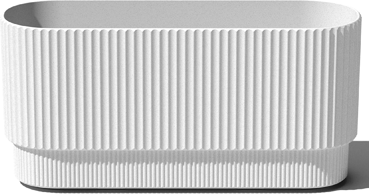 Veradek Demi Series Long Planter for Porch, Patio, Backyard | Durable Plastic-Concrete Material | Modern Décor for Shrubs, Flowers