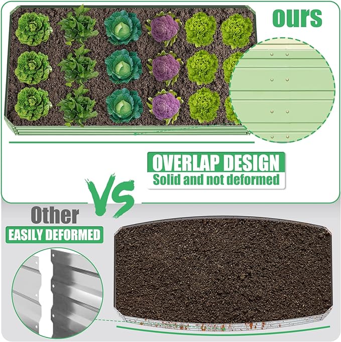 SnugNiture Galvanized Raised Garden Bed 8x4x1FT Outdoor Large Metal Planter Box Steel Kit for Planting Vegetables, Flowers