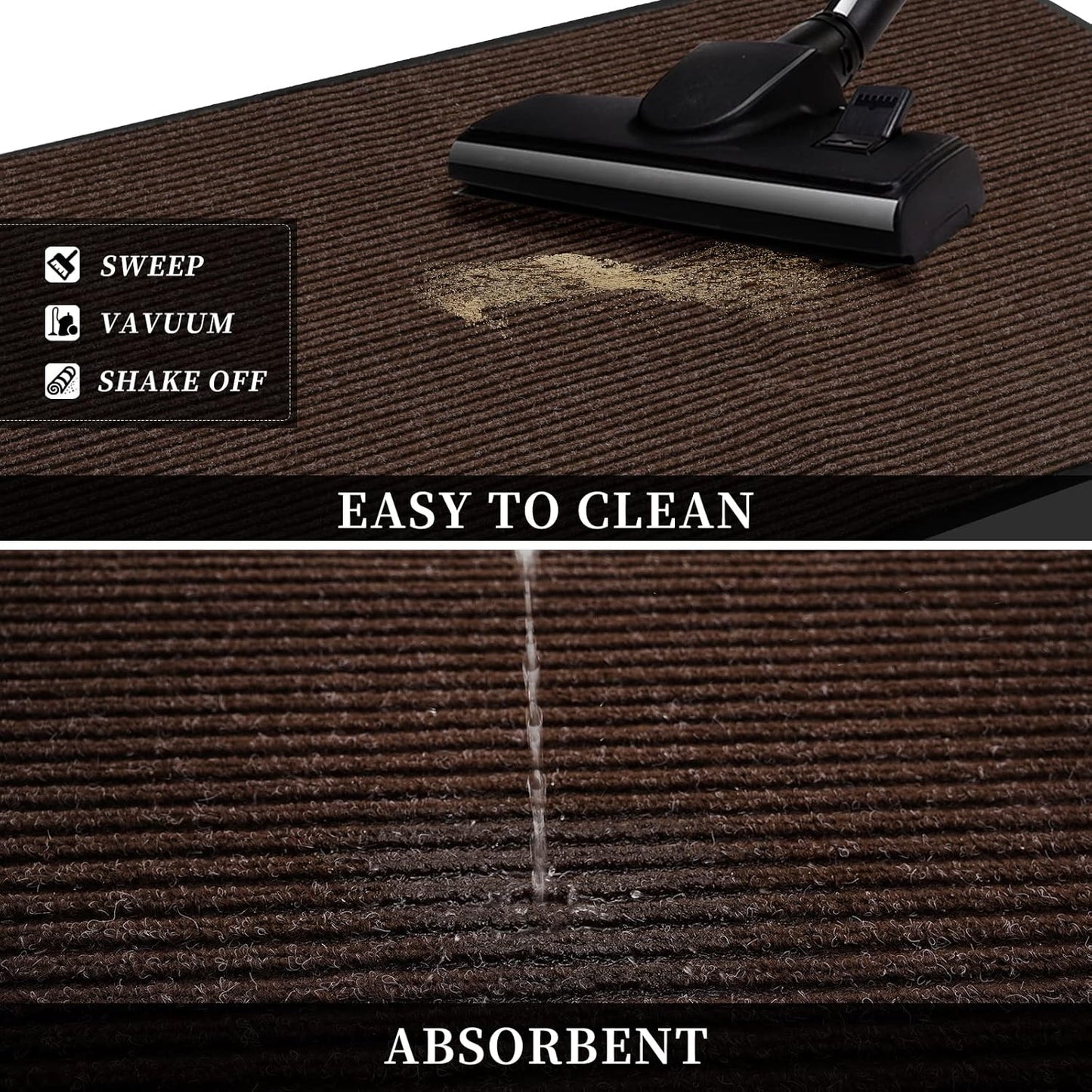 Profile Rubber Door Mat, 47x31inch, Heavy Duty, Entrance Doormat, Indoor and Outdoor, Waterproof, Easy Clean Shoe Scraper, Home Rug Welcome Mats for Entryway, Patio, Porch, Brown