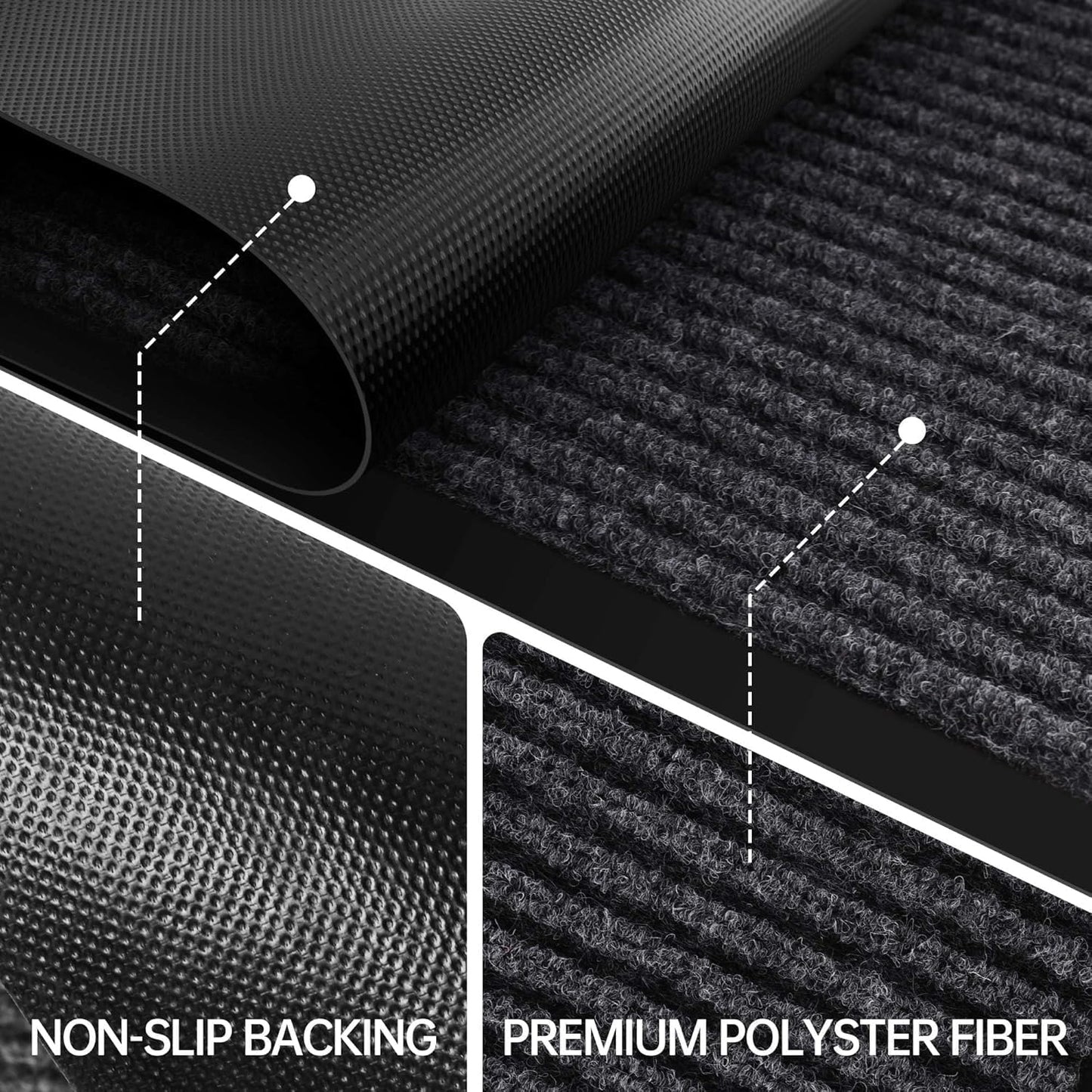 Front Door Mat, 72" x 48" Heavy Duty Indoor Outdoor Entrance Mat for Commercial Entryway, Welcome Durable Non-Slip Rubber Backing, Low-Profile for Entry, Gray