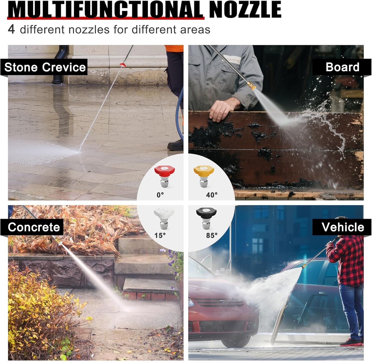 Gas Pressure Washer, 3950 PSI and 2.6 GPM, 7HP Engine with Copper Pump, 25FT Hose and Foam Cannon, 4 Nozzles, for Cars, Driveways, Fences