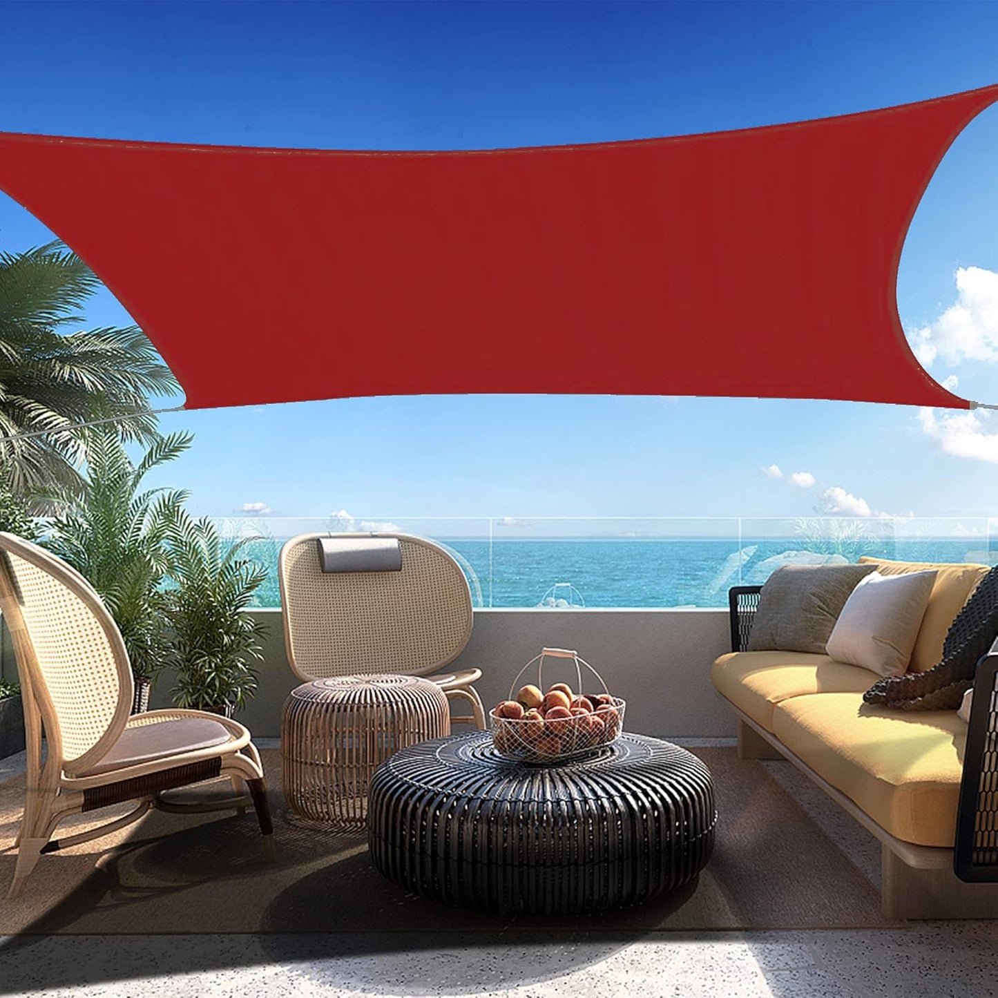 18' x 20' Red Rectangle Sun Shade Sail SSP1212 Canopy Durable Fabric UV Block Awning,We Make Custom Orders