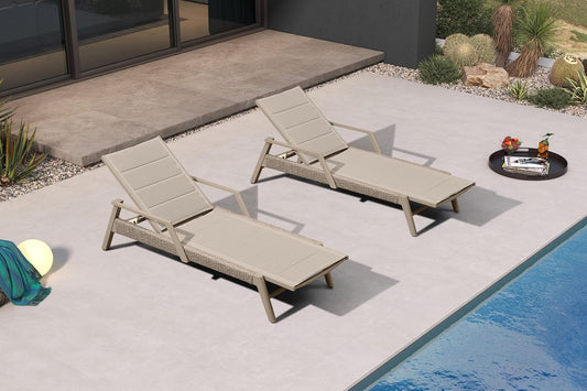 PURPLE LEAF Patio Chaise Lounge Chairs with Armrests Aluminum Reclining Layout Lounges for Outdoor Poolside Nurture Shale
