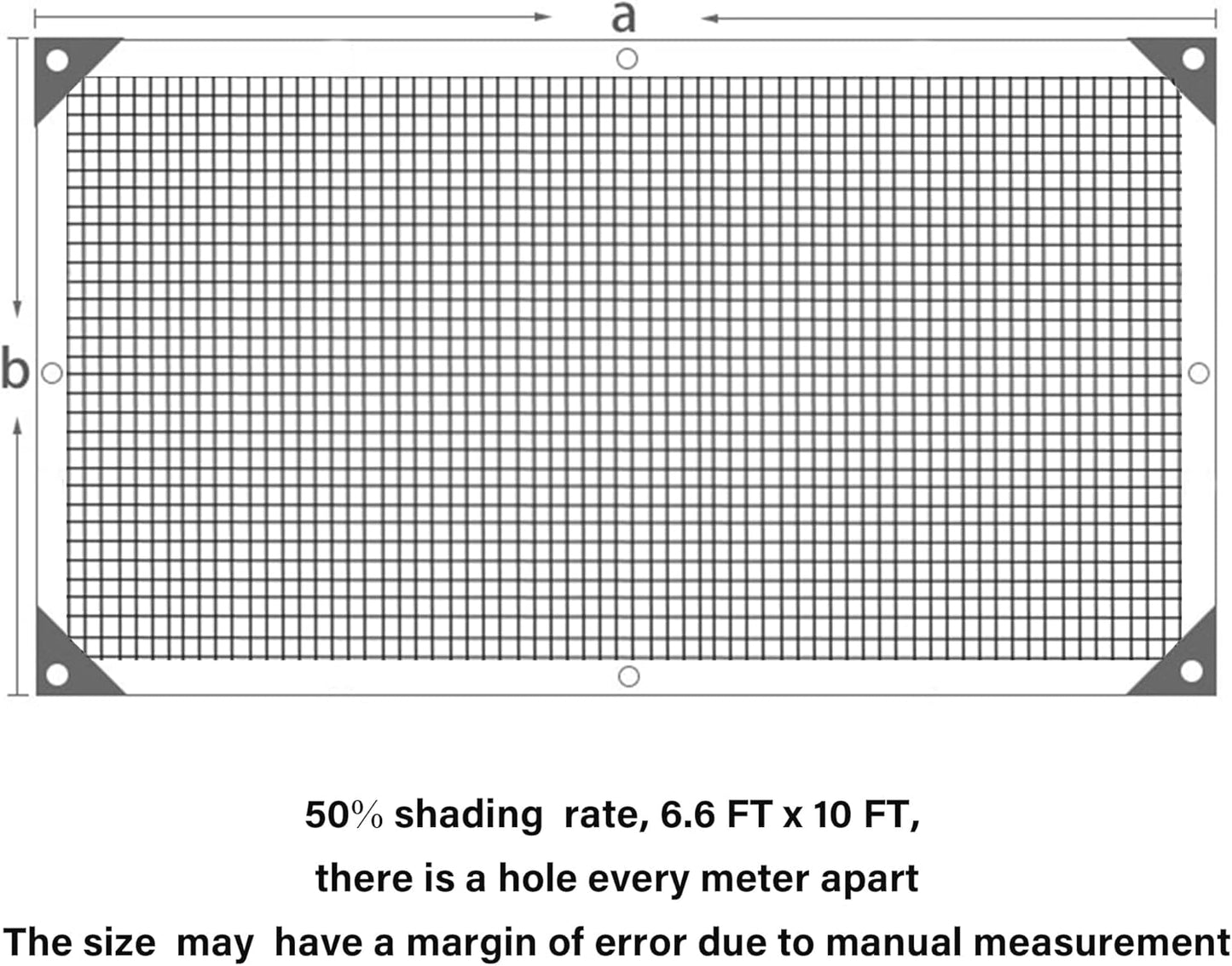 winemana 50% Black Shade Cloth, 6.6 x 10 FT Durable Mesh Tarp with Grommets, Garden Sunblock Shade Cloth Shading Antifreezing for Plants Cover, Greenhouse, Barns Kennel, Patio, Tomatoes
